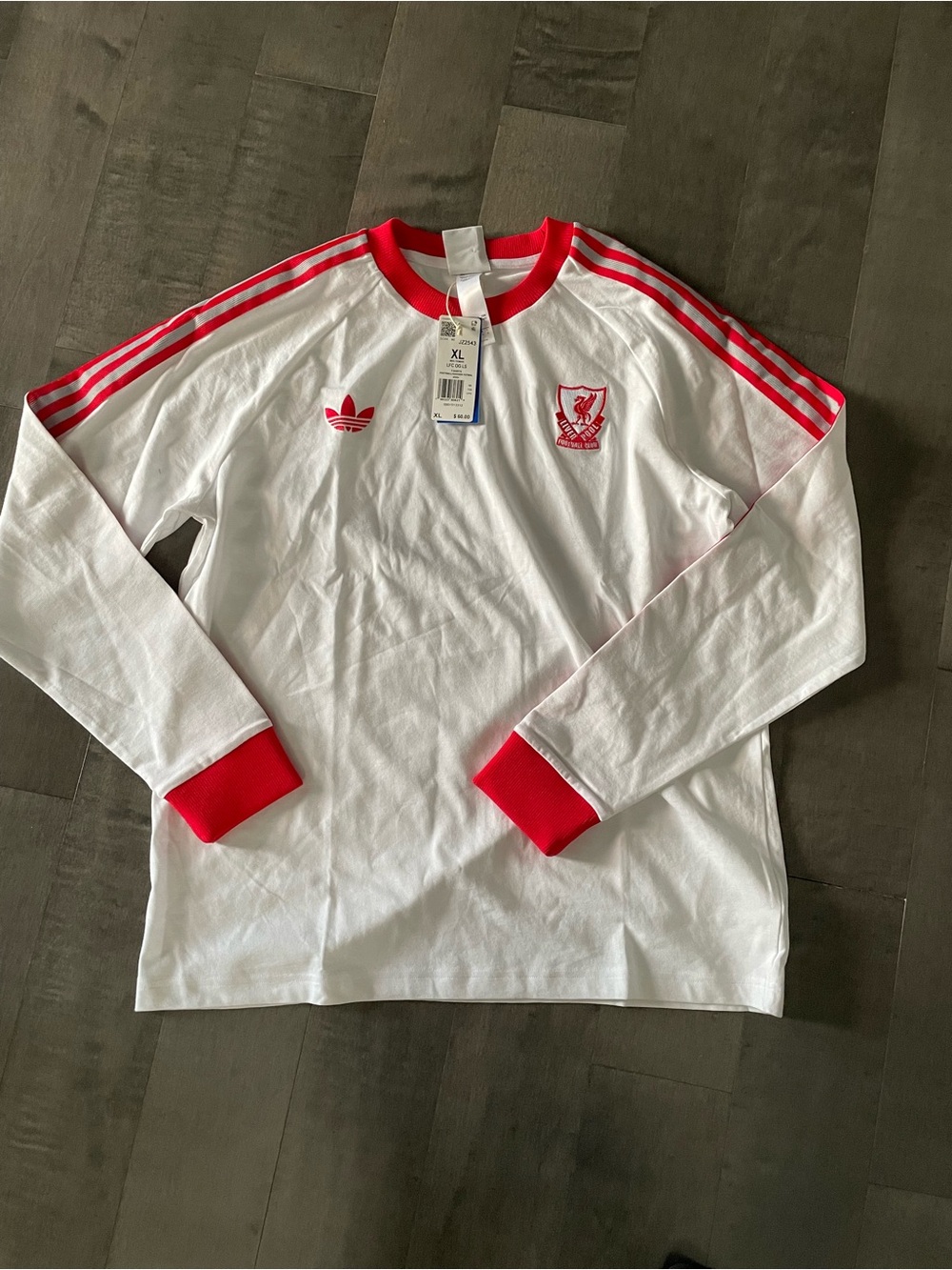 Adidas Originals Liverpool FC Culturewear Long Sleeve Shirt White Red Trefoil XL